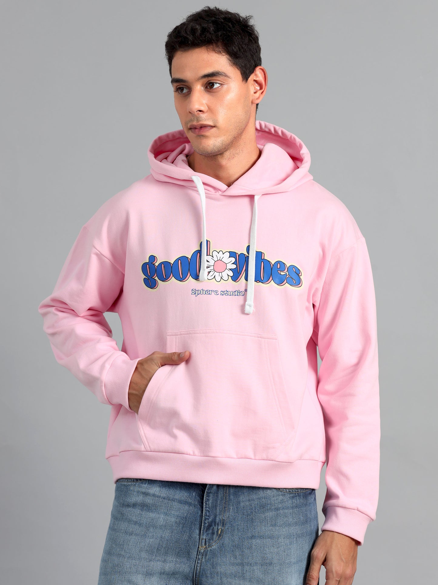 Good Vibes Pink Oversized Hoodie