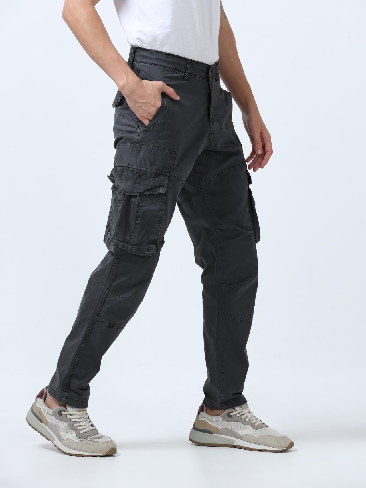 Grey Cotton Cargo Pant