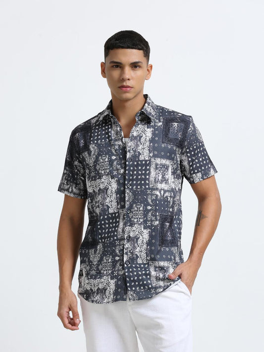 Pixel Paisley Grey Shirt