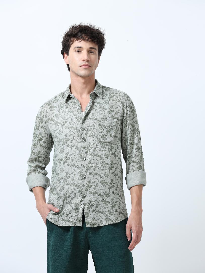 Floral Artistry Green Shirt