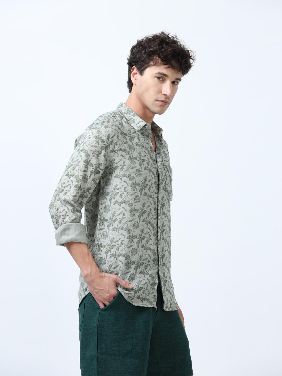 Floral Artistry Green Shirt