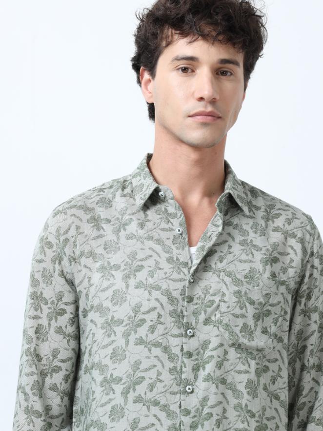 Floral Artistry Green Shirt