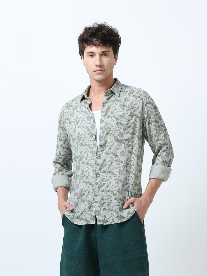 Floral Artistry Green Shirt