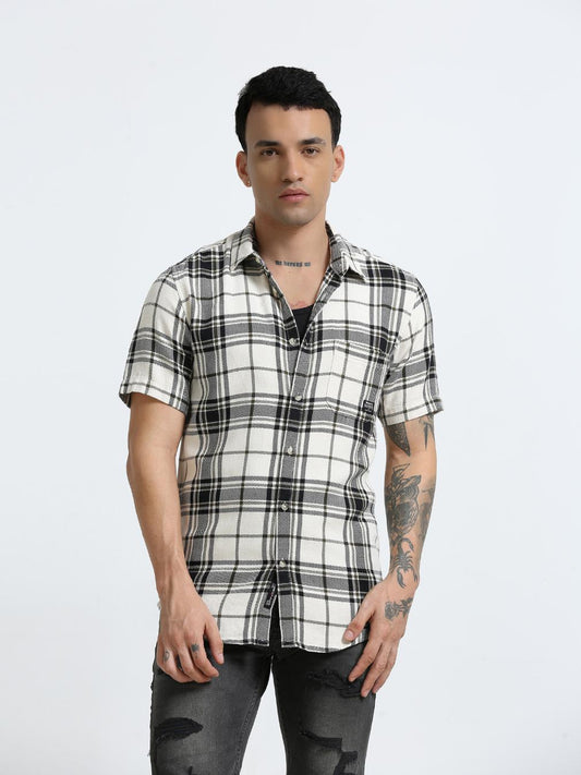 Black Checkered Slim Fit Shirt