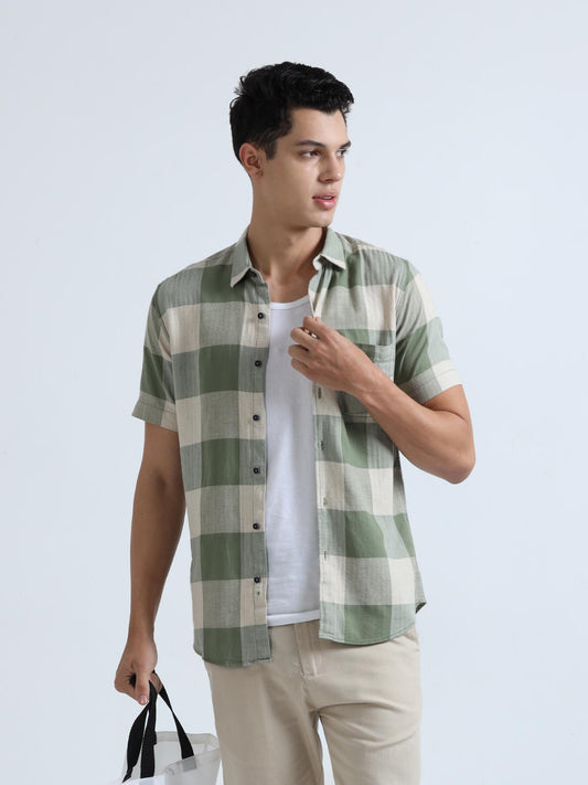 Green Box Checks Casual Shirt