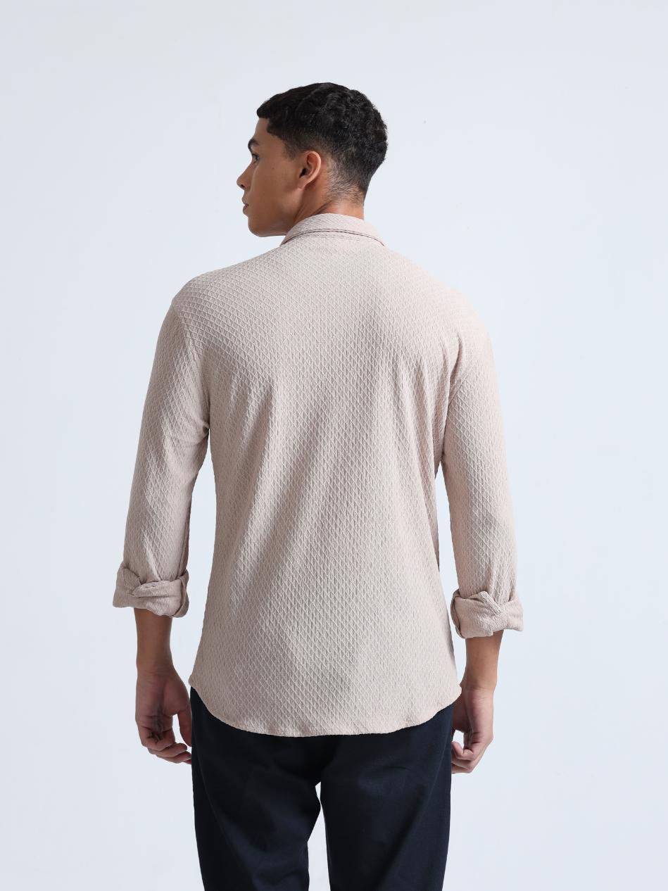 Beige Diamond Textured Shirt