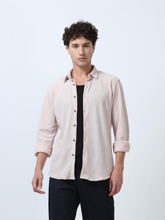 Pastel Pink Diamond Textured Shirt