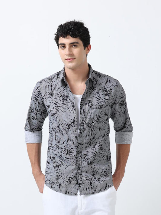 Grey Splash Print Shirt