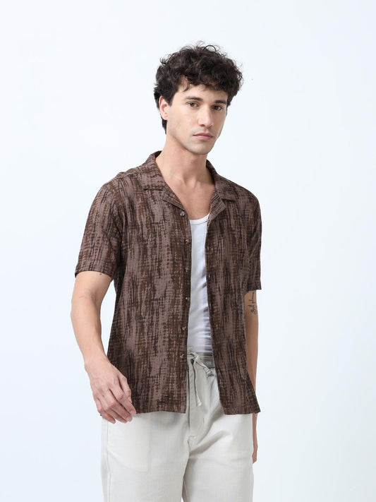 Brown Tie Dye Printed Shirt