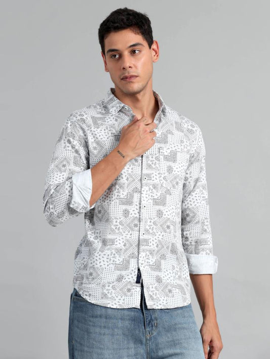 Paisley White Print Shirt