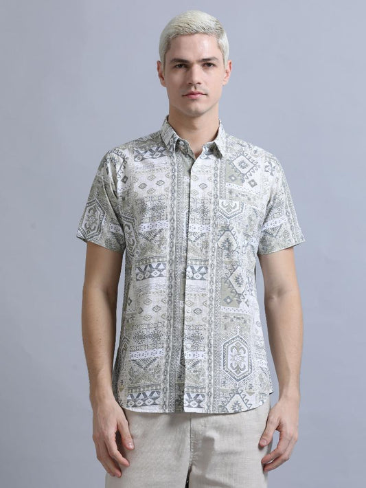 Sober Ornamental Print Shirt